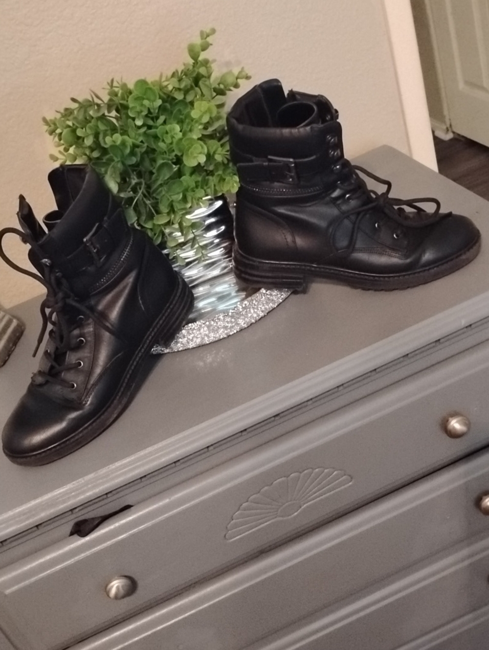 Women's Guess Black Lace-Up Combat Boots